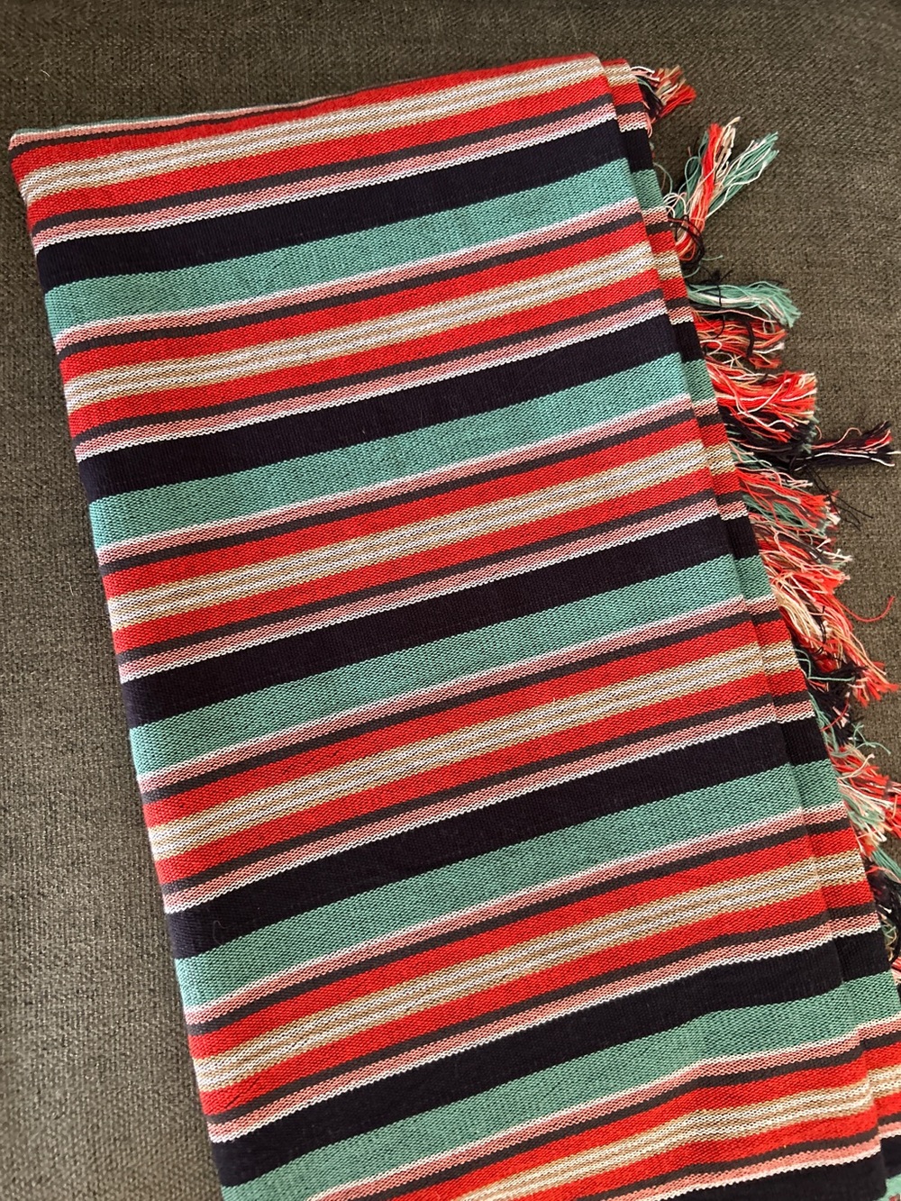 Stripes Woven Bath Towel Bold Color Stripes Boho Hand Tied Tassels NEW!